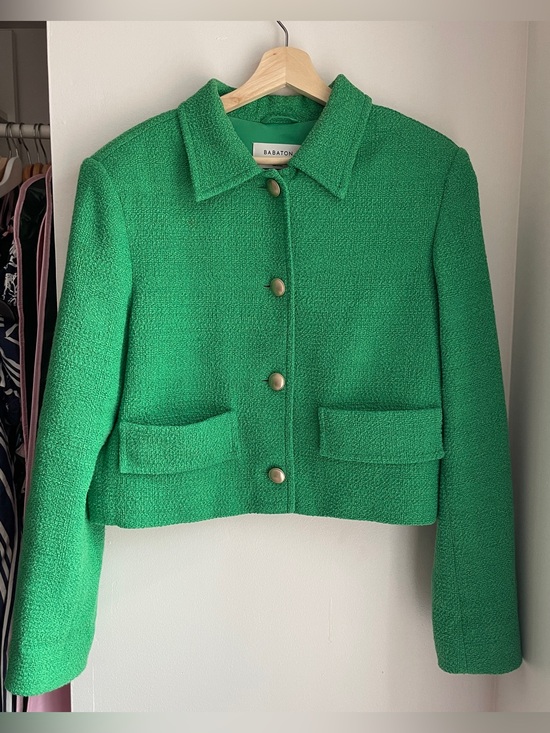 Babaton Jackets & Blazers - Aritzia Babaton Bright Green Tweed Cropped Blazer Jacket